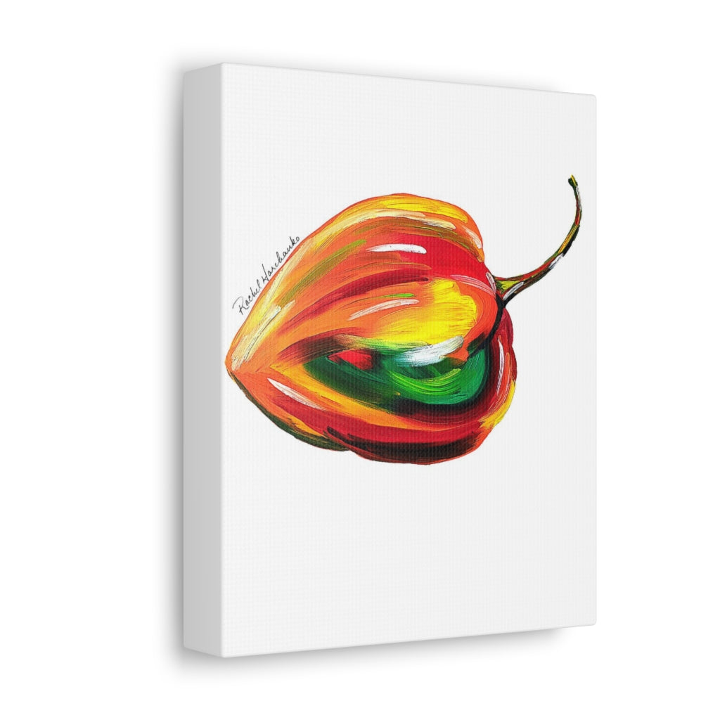 Pop Pepper Habanero Satin Canvas, Stretched
