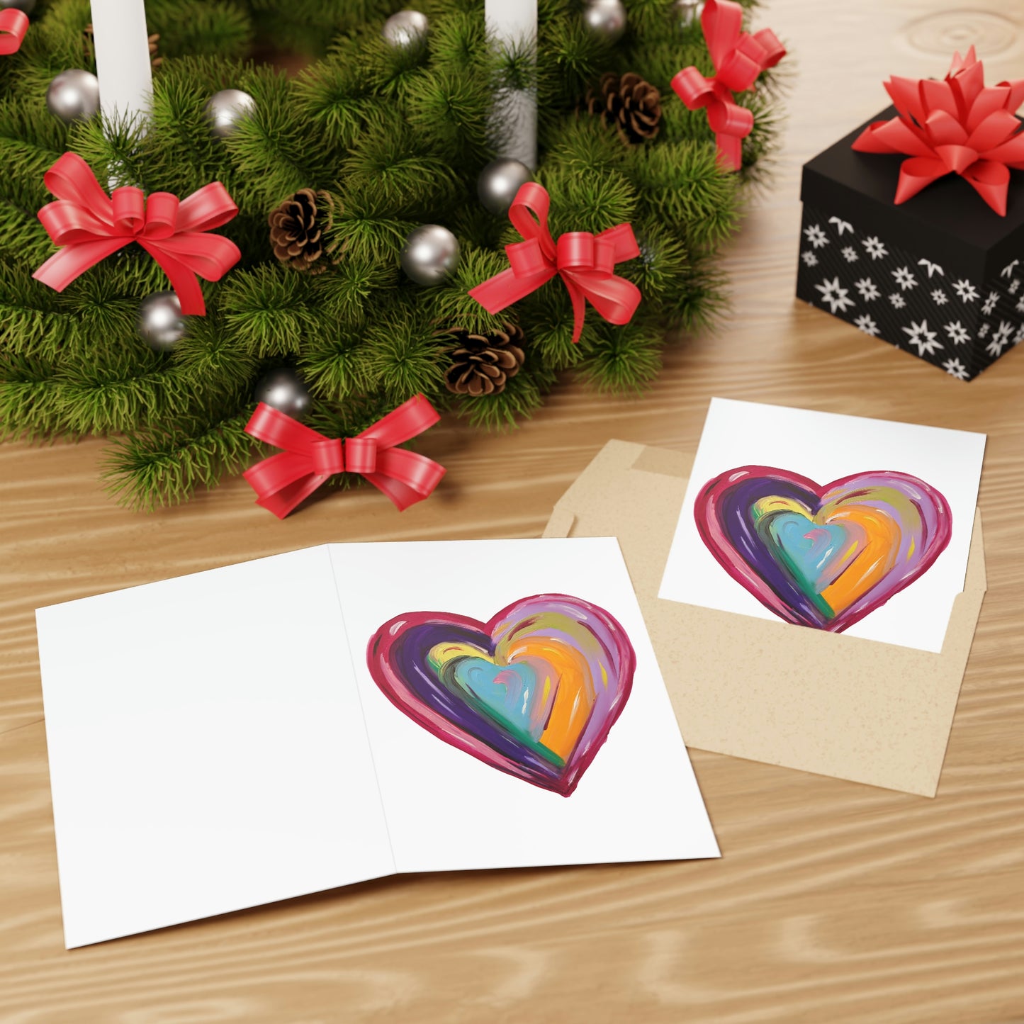 Pink Heart Greeting Cards (1 or 10-pcs)