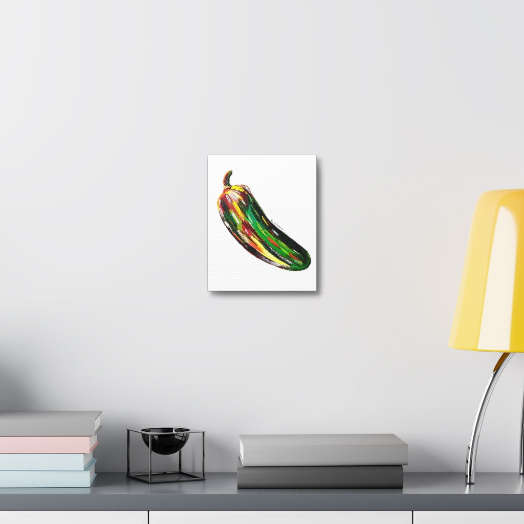Pop Pepper Jalapeno Satin Canvas, Stretched