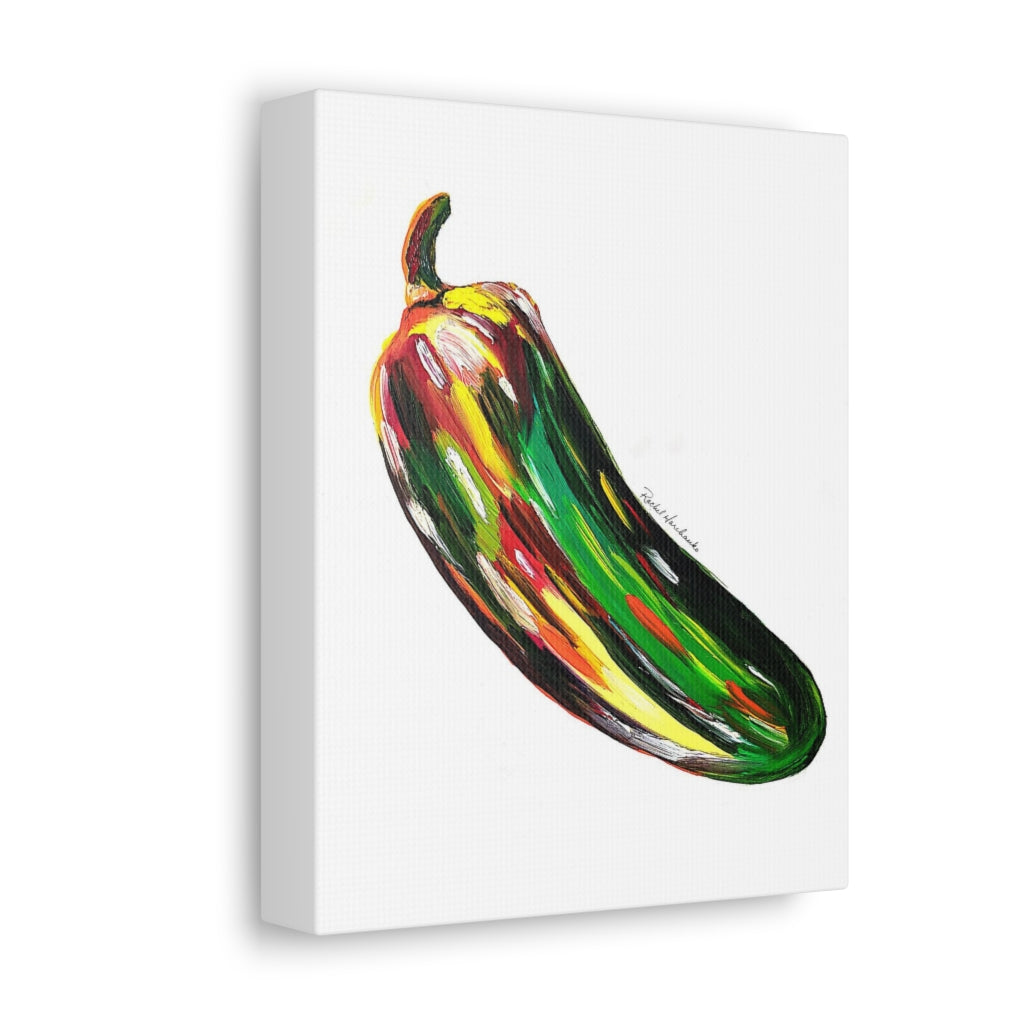 Pop Pepper Jalapeno Satin Canvas, Stretched