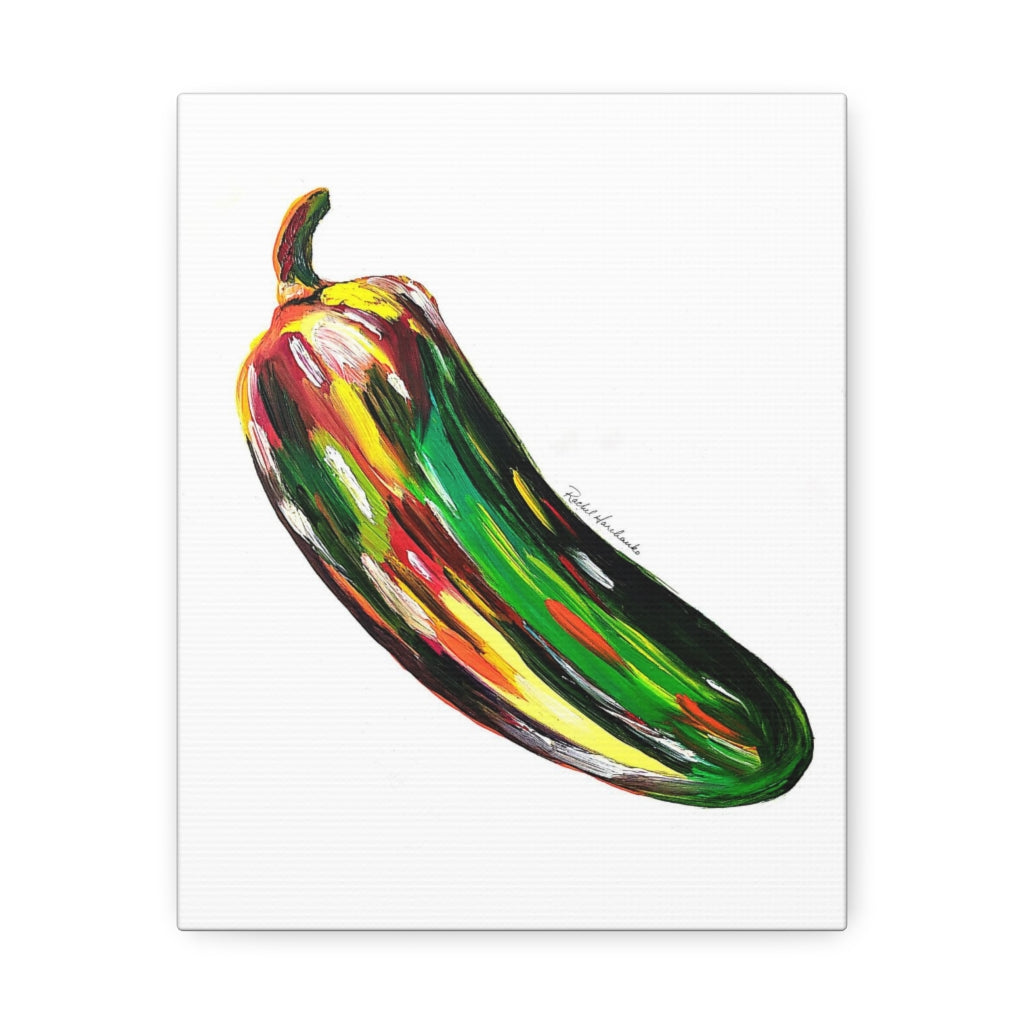 Pop Pepper Jalapeno Satin Canvas, Stretched