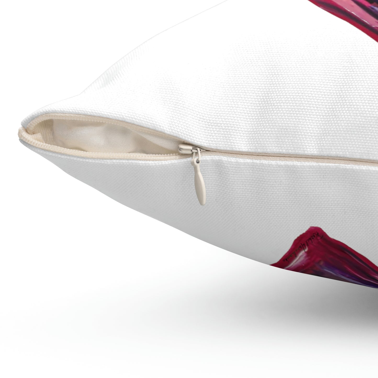 Pink Heart Spun Polyester Square Pillow