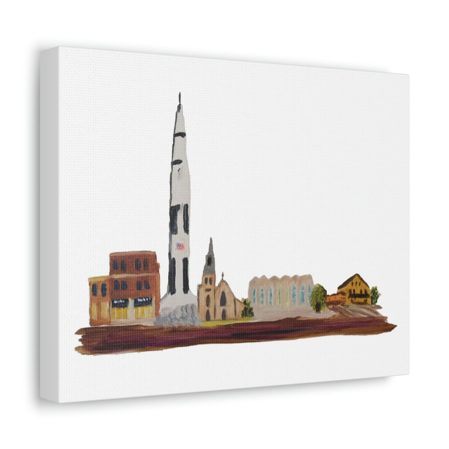 Huntsville Skyline Satin Canvas, Stretched