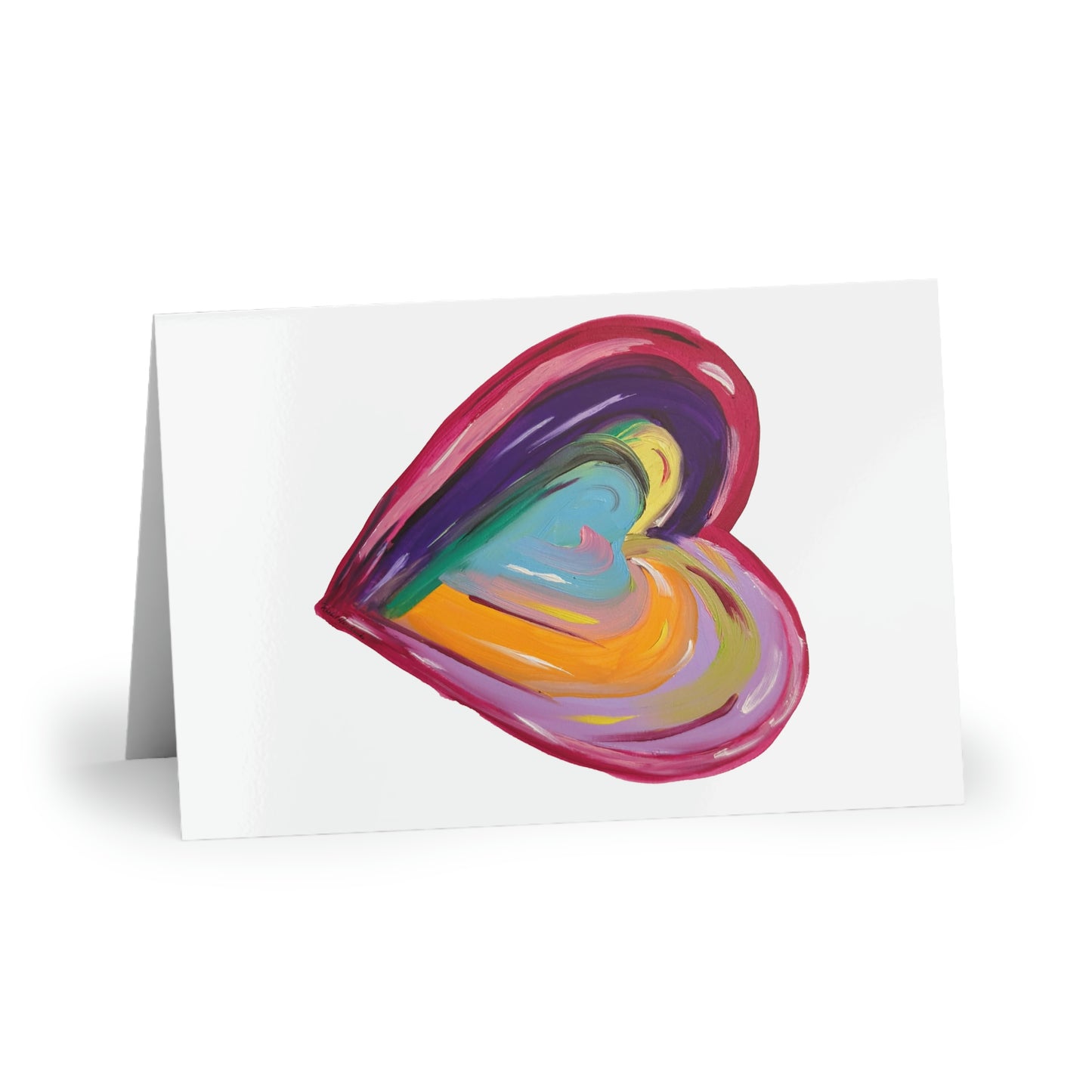 Pink Heart Greeting Cards (1 or 10-pcs)