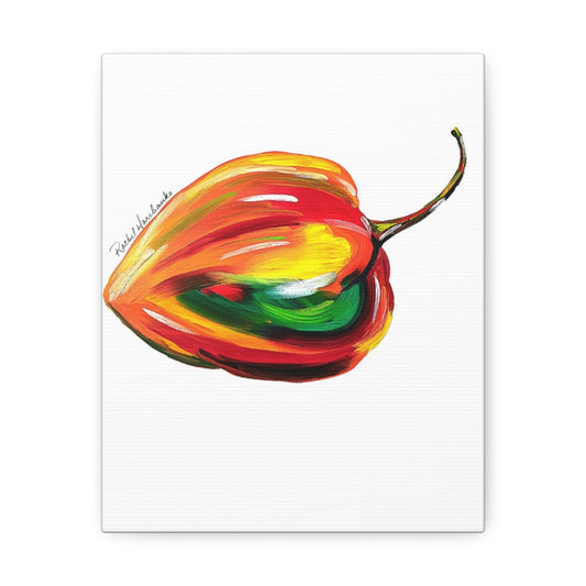 Pop Pepper Habanero Satin Canvas, Stretched